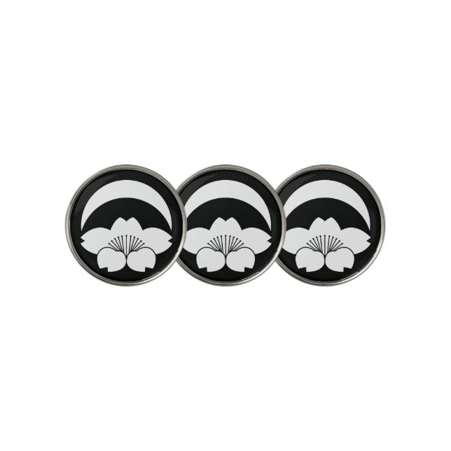 Cherry blossom under crescent moon golf ball marker (3 Up)