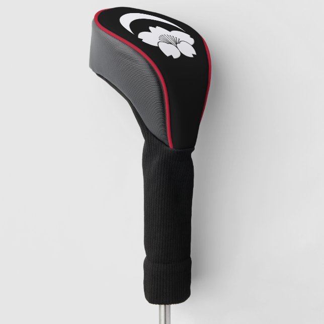 Cherry blossom under crescent moon golf head cover (Angled)