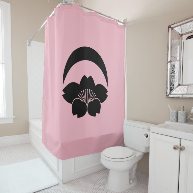 Cherry blossom under crescent moon shower curtain (In Situ)