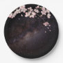 Cherry Blossom under Starry Nightsky Engagement Paper Plates