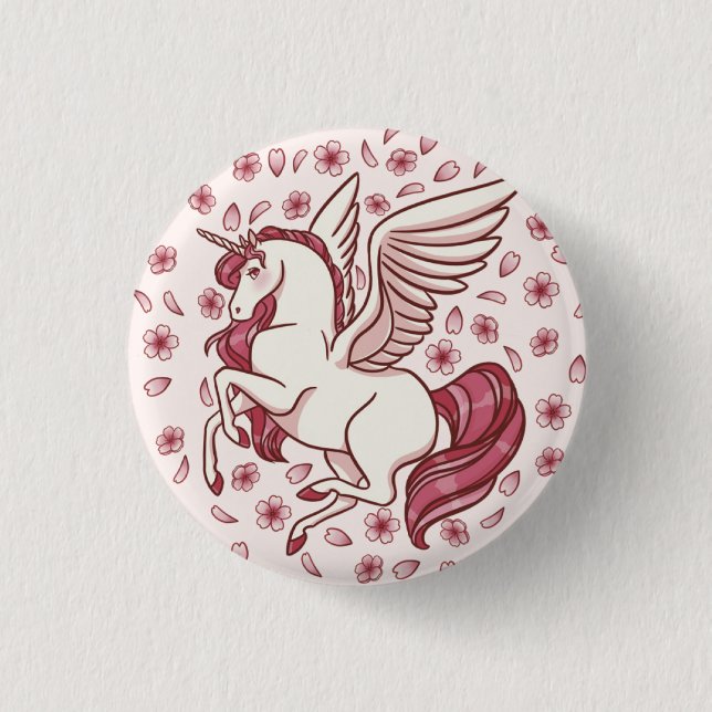 Cherry Blossom Unicorn Button (Front)