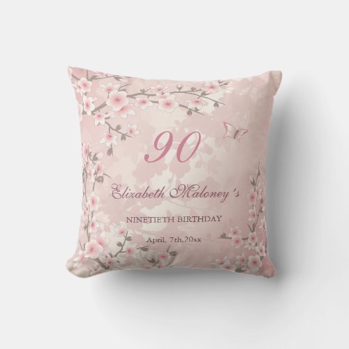 Cherry Blossom Vintage Apricot Custom Anniversary Throw Pillow