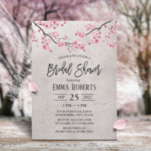 Cherry Blossom Vintage Floral Bridal Shower Invitation