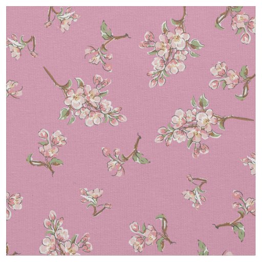 Cherry Blossom Vintage Retro Floral Pink Fabric
