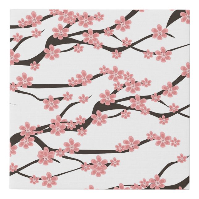 Cherry Blossom: Vintage White Seamless. Faux Canvas Print (Front)
