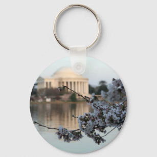 I Love Washington DC Cherry Blossoms Charm Key Chain Ring