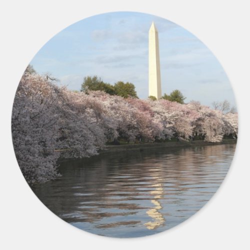 Cherry Blossom Washington monument Classic Round Sticker