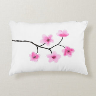 Cherry Blossom Watercolor Accent Pillow