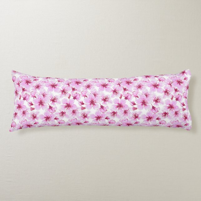 Cherry blossom watercolor body pillow (Front)