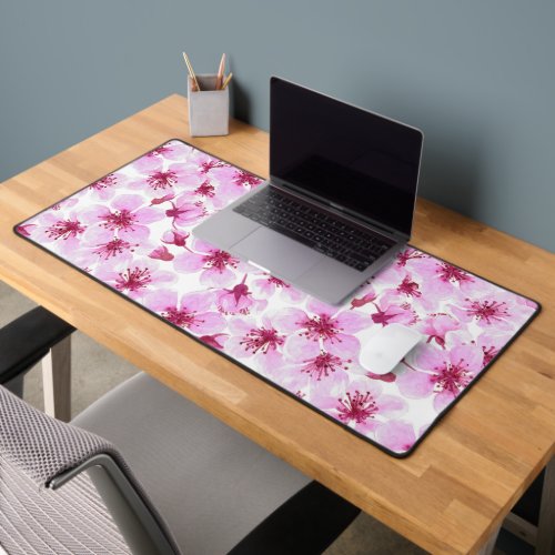 Cherry blossom watercolor desk mat