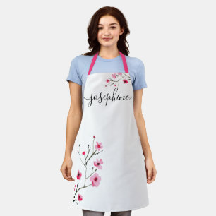 Cherry Blossom Watercolor flower Personalized Apron