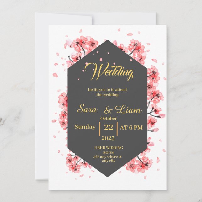cherry blossom watercolor Invitation (Front)