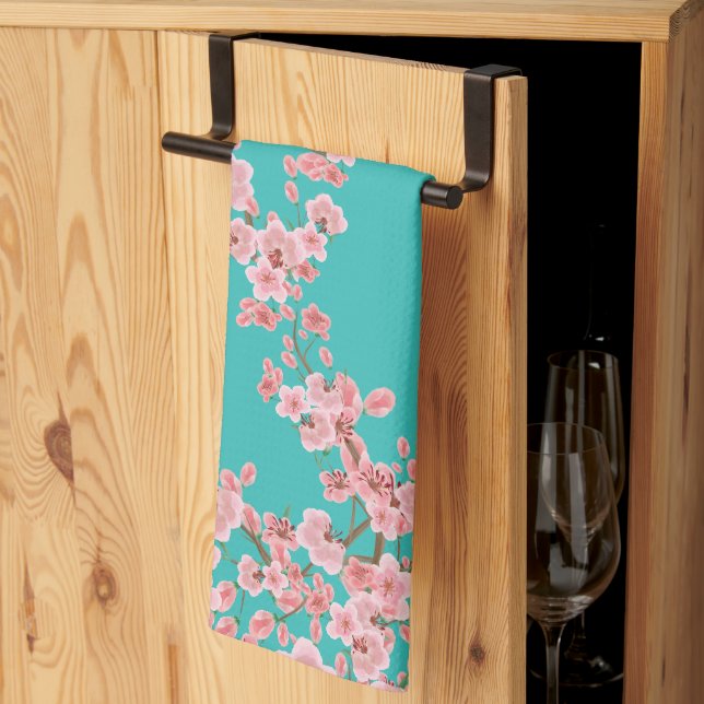 Cherry Blossom Watercolor Kitchen Towels (Thirds Fold)