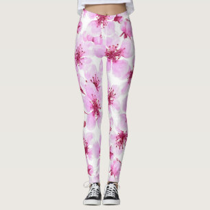 Cherry blossom watercolor leggings