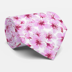 Cherry blossom watercolor neck tie