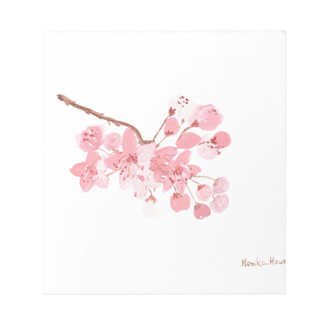 Cherry blossom watercolor pink floral spring  notepad (Front)