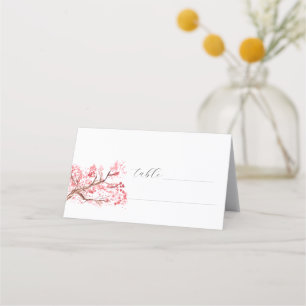 Cherry Blossom Watercolor Pink Floral Wedding Place Card