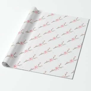 Cherry blossom watercolor pink pattern Japanese  Wrapping Paper