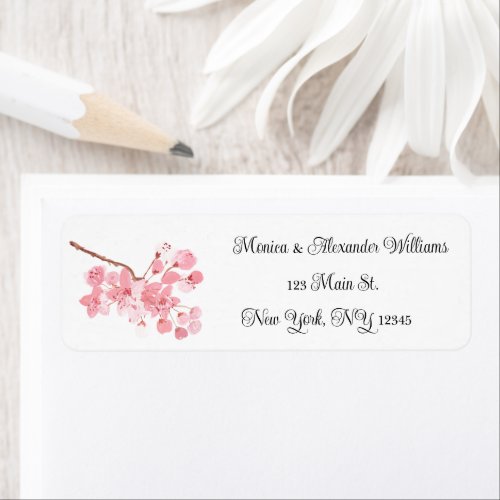 Cherry blossom Watercolor Pink Return Address Labe Label