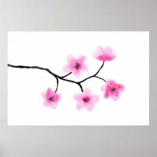 Cherry Blossom Watercolor Poster