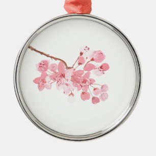 Cherry blossom watercolor sakura Japanese japan Metal Ornament