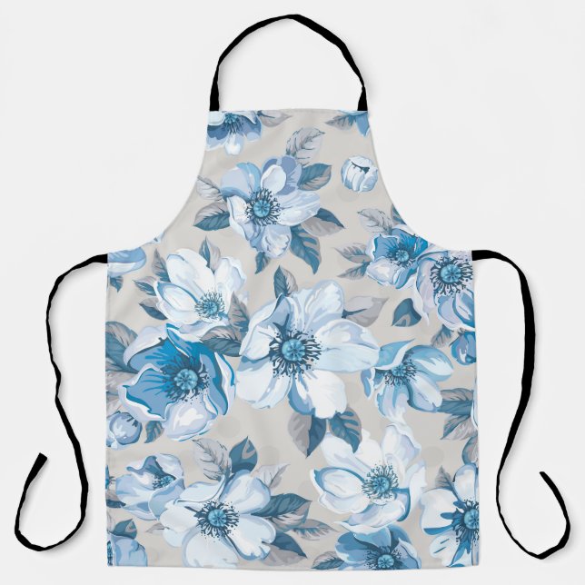 Cherry Blossom Watercolor: Seamless Apple Tree Pat Apron (Front)