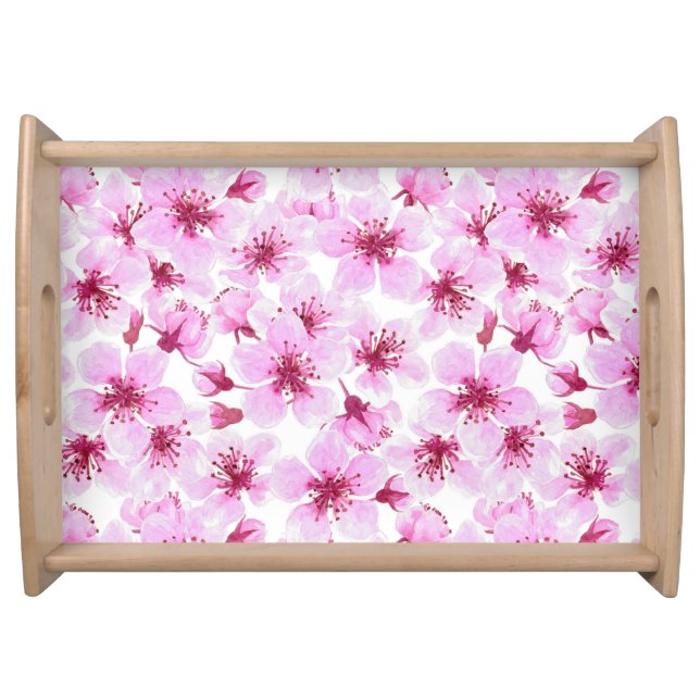 Cherry blossom watercolor serving tray (Front)