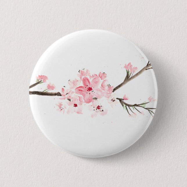 Cherry blossom watercolour button (Front)