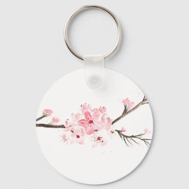 Cherry blossom watercolour keychain (Front)
