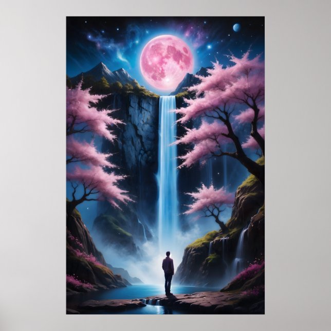 Cherry Blossom Waterfall Poster (Front)