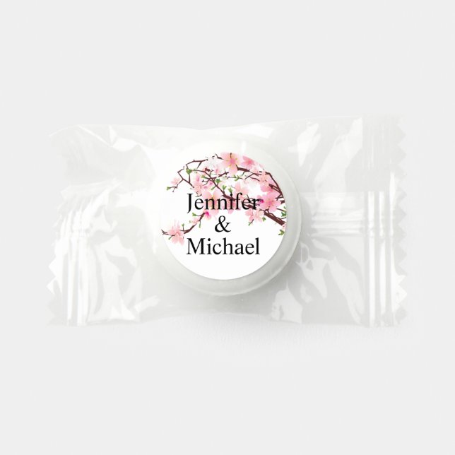 Cherry Blossom Wedding Add Names Life Saver® Mints (Front)