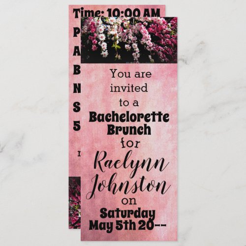 Cherry Blossom Wedding Bachelorette Brunch Pink Invitation