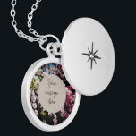 Cherry Blossom Wedding Bridal Locket<br><div class="desc">Cherry Blossom Wedding Bridal Locket. A great gift for the bride or her bridesmaids. This locket features a personalized message of your choice in black handlettering style script font on a taupe background. It is bordered with photographed imagery of pink cherry blossoms. Personal, sweet and sentimental. A cool way to...</div>