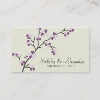 Cherry Blossom Wedding Business Card (plum)