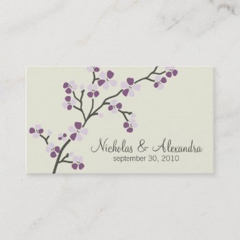 Cherry Blossom Wedding Business Card (plum) by TheWeddingShoppe at Zazzle