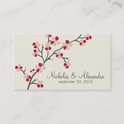 Cherry Blossom Wedding Business Card (red)