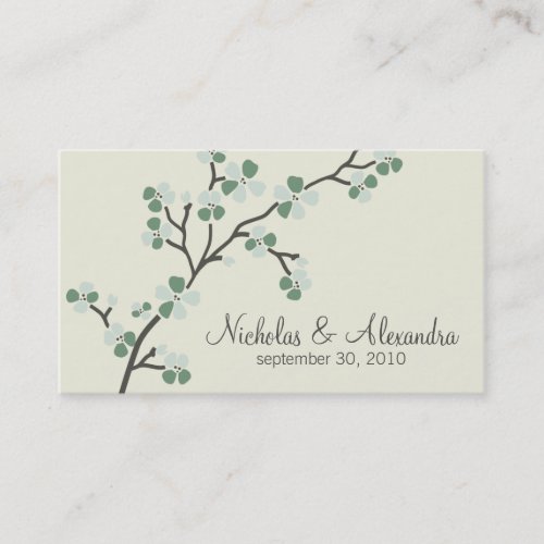 Cherry Blossom Wedding Business Card (sage)