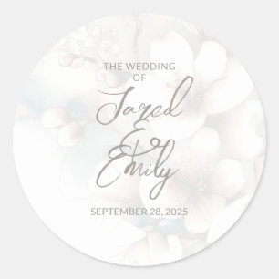 Cherry Blossom Wedding Classic Round Sticker
