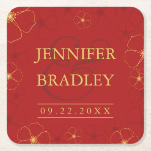 Cherry Blossom Wedding Coaster Custom Color
