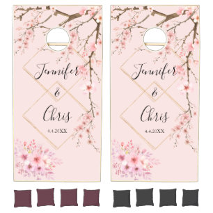 Cherry Blossom Wedding Cornhole Set