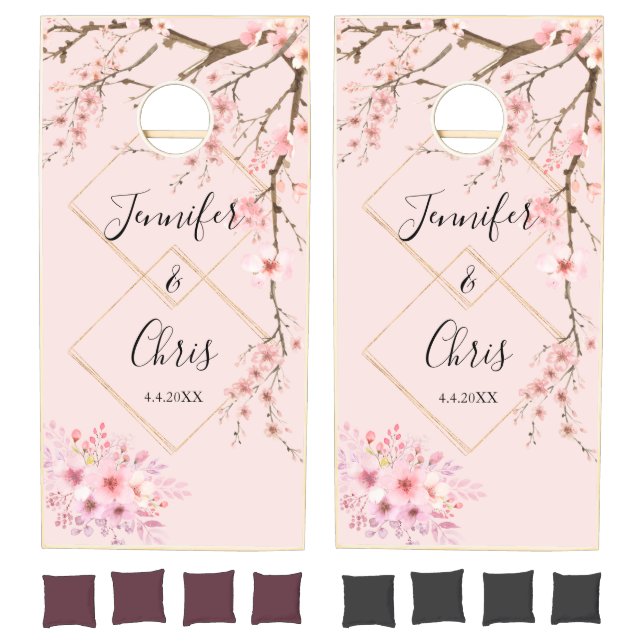 Cherry Blossom Wedding Cornhole Set (Set)
