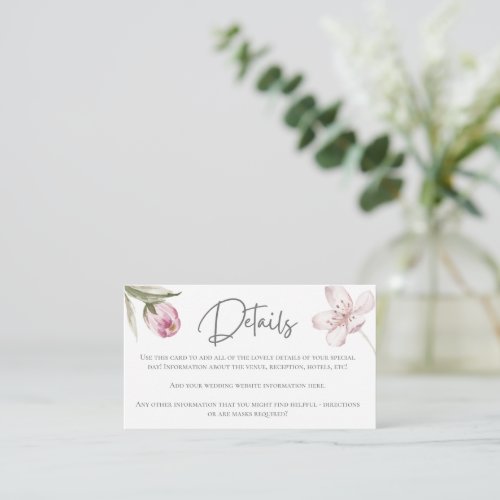 Cherry Blossom Wedding Details Enclosure Card