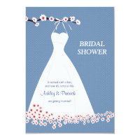 Cherry Blossom & Wedding Dress on Polka Backgroun Card