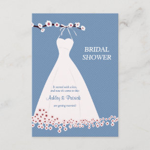 Cherry Blossom & Wedding Dress on Polka Backgroun Invitation