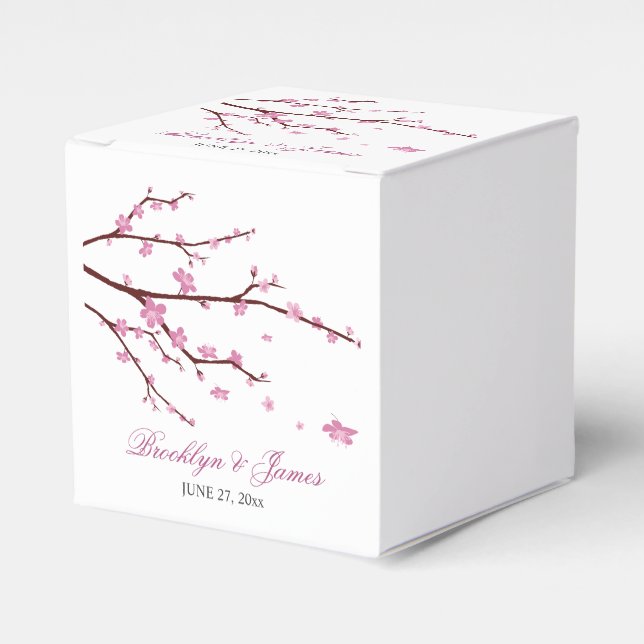Cherry Blossom Wedding Favor Boxes (Front Side)
