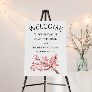 Cherry Blossom Wedding Floral Welcome Sign