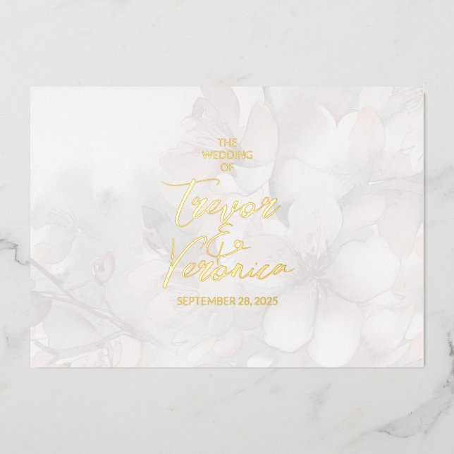 Cherry Blossom Wedding Foil Invitation (Front)