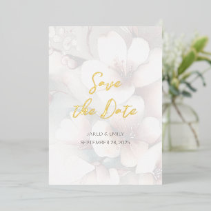 Cherry Blossom Wedding Foil Save the Date Invitation
