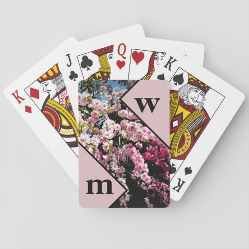 Cherry Blossom Wedding Geometric Custom Playing Cards