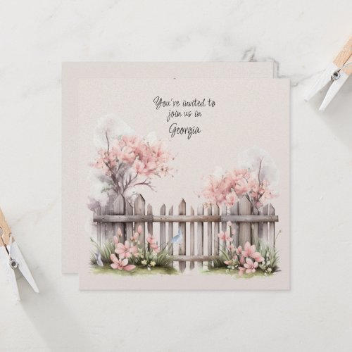 Cherry Blossom Wedding In Georgia Invitation